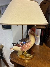 Dekorative Messingleuchte mit Entenmotiv und Stoffschirm
