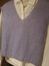 Handgestrickter Pullunder ALPAKA  Wolle Hell Lavendel  Weste M Strickware 