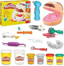 Play-Doh Zahnarzt Dr. Wackelzahn Bastel-Set mit 8 x 56g Becher Knete Knetmasse