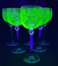 6 Römer Weinglas Wine Glass  cut Uranium Uranglas Uran Glas .