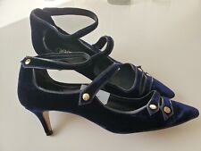 heine Pumps Größe 42 dunkelblau blau royal blau Samt schwarzblau Riemchen ?11