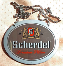 Brauerei Scherdel Hof,  Zapfhahnschild mit Kette "Premium Pilsner" Kunststoff