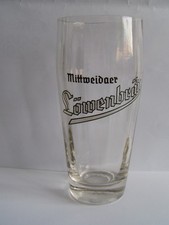 "Mittweidaer Löwenbräu" dickwandiges Becherglas 0,3 mit Email.-Schrift - Sachsen