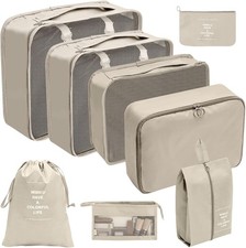 8er Set Kofferorganizer beige