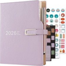 Terminplaner 2026, A5, Tagesplan, Kalenderaufkleber, Kunstleder, Organizer