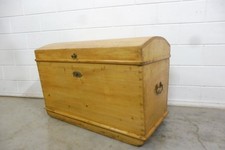 Antike Truhe Runddeckeltrue aus Weichholz um 1850 Biedermeier