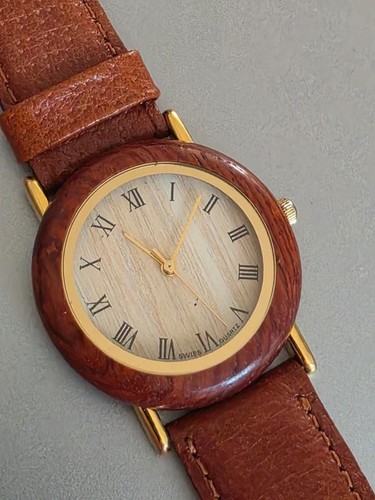 Vintage herren holzuhr swiss - herren,