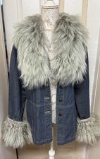 Vintage Y2K Denim gesteppter Penny Lane afghanischer Mantel Hippie Boho Grunge Festival UK16
