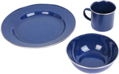 Camping geschirrset aus blauer - camping-geschirrset,