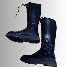 Kunstleder Stiefel Gr. 38 schwarz mit Reißverschluss hinten