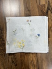 Gardine Blumenmuster Blumengardine Küchengardine Vorhang Weiß 100% Polyester