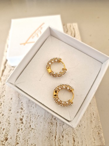 Neu perlen creolen gold - 【neu】perlen-creolen,,