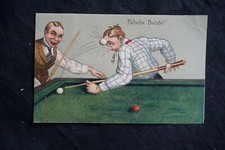 AK Billiardtisch Karrikatur Witz Prägekarte ca 1910