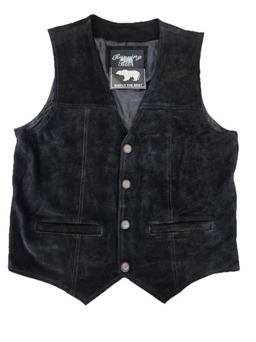 Weste biker schwarz wildleder - schwarz,