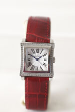 RATIUS TDLS11950  Armbanduhr silbern m Glitzersteinen, rotbraunes Band (108992)