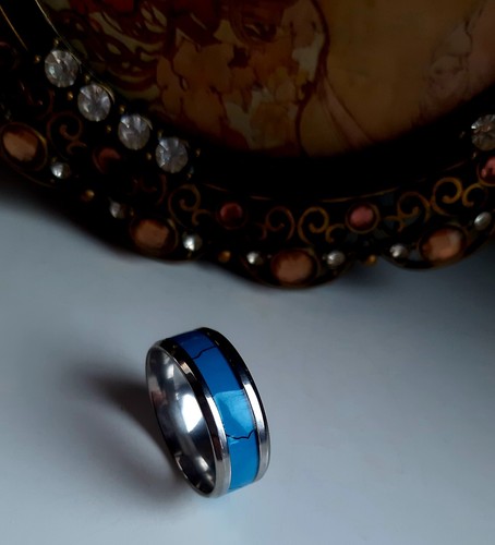 Edelstahlring mit türkis - mit,