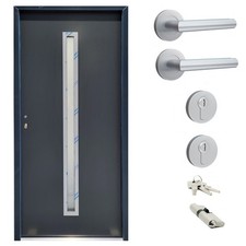 Ausstellungstür #TT02 Stahl Nebeneingangstür mit Zarge NBT56 DIN Links 90x200 cm