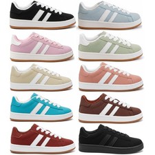 Damen Schnürung Turnschuhe Klassische Sneaker Kunstleder Freizeitschuhe