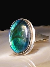 Ring Silber 835 Seeopal Abalone ausdrucksstark geheimnisvoll schimmernd 18mm