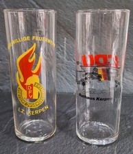 Zwei alte Kölsch Gläser aus der Kolping Stadt Kerpen, 1980 Jahren. Feuerwehr,CDU