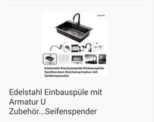 Edelstahl Einbau Spüle Mit Zubehör 72x45 cm Mit Seifenspender..Schwarz 
