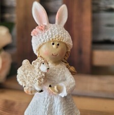 Hasenmädchen Weiß Rosa 10cm