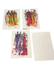 3 Zeichnungen Frauen Portrait