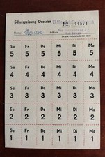 Schulspeisung Dresden Essenmarken Bogen 