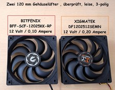 Zwei 120 mm Gehäuselüfter, BITFENIX / XIGMATEK, 3- polig, getestet
