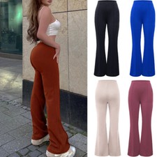 Damen Schlaghosen Loose Leggings Weites Bein Hose Yoga Bootcut Gym Leggins Hosen