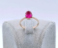 Ring Rotgold 583er Vintage mit Rubin Synthetisch Hergestellt 14 Kt Goldring 