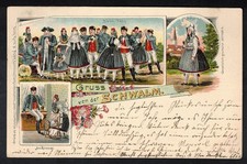 Deutsches Reich 1900 Postkarte Farb-Litho Gruss von der Schwalm 1.1.1900
