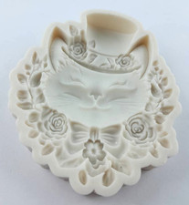Silikonform Katze mit Hut Cat Blume  Muster Gießform ❤️  für Raysin Beton Resin