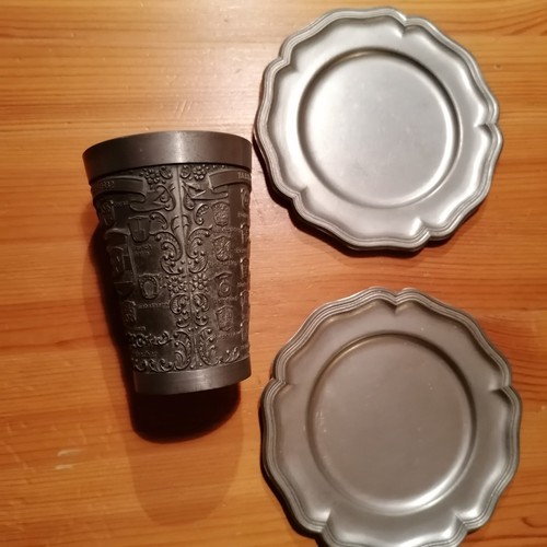 Zinn becher inkl teller - becher,