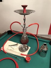 Narikela Shisha mit roter Glasbowl - Edelstahl d.h. rostfrei - Höhe circa 70 cm