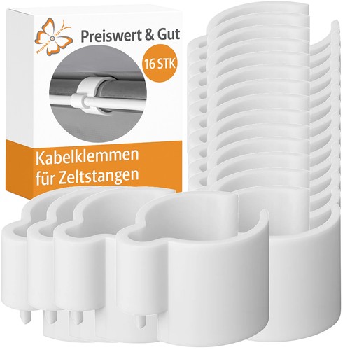 16x kabelklemmen set weiß - 16x,