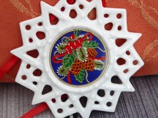 Weihnachten Hutschenreuther Schmuckstern Stern Stechpalme Ilex Beere rot Schleif