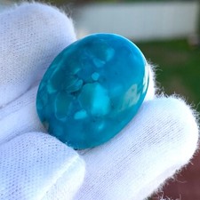 Premium Himmelblau Echt Türkis Ovale Form, Handverlesen Türkis Halskette Edelstein