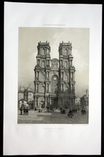 1860 - Rennes Kirche Dom Bretagne Frankreich France Lithographie