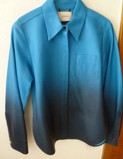 Original Schumacher Damen-Lederbluse, Lammnappa, Gr. 3, Blau, Farbverlauf, Top