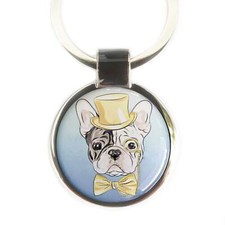 Französische Bulldogge SCHLÜSSELANHÄNGER ♥ 3D-Effekt +Gravur ♥ opt.eigenes Foto?