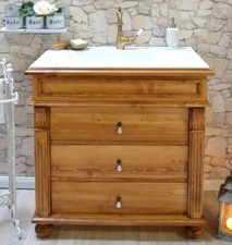 Waschbecken mit Unterschrank Landhaus-Badmöbel Nostalgie Massiv-Holz Badezimmer
