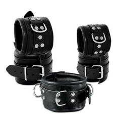 BDSM Fesseln 80mm Bondage Set Leder Fesselset Hals Handfesseln Fußfesseln