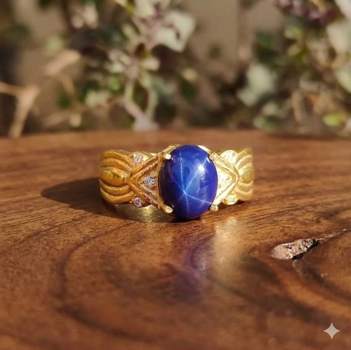 Blauer lindystern silberring - blauer,