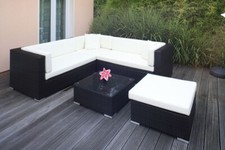 Loungemöbel-Set braun, Polyrattan, Eckbank und 2 Hocker/Tische