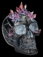 Deko-Schädel Schwarz - Totenschädel mit Kristall-Krone - Gothic Halloween Deko