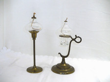 Messing Öllampe mit Glaseinsatz 2. Lämpchen Petroleumlampe Gilde Tischlampe