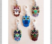 5 x Emaillierte Eulen