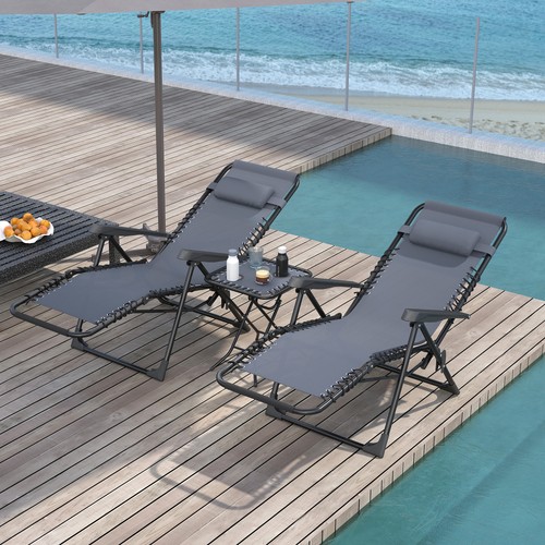 Outsunny sonnenliege 2er set - sonnenliege,