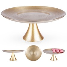 Glasplatte mit Fuß Servierplatte aus Glas Tortenplatte Tortenständer Gold 28 cm